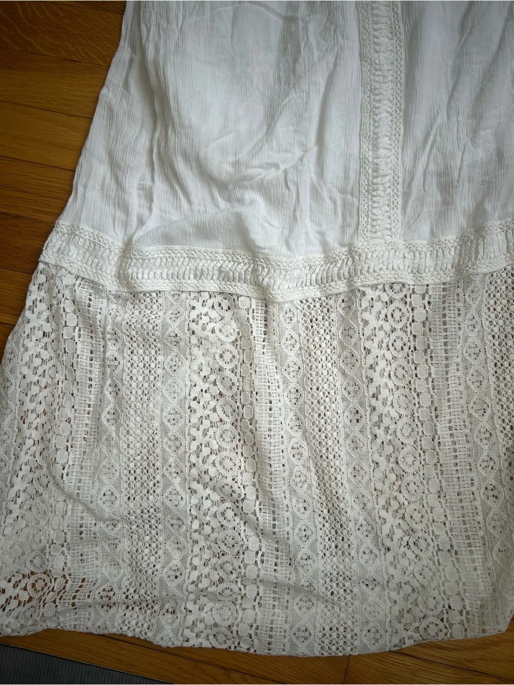 Abercrombie & Fitch White Crochet-Trim Maxi Dress